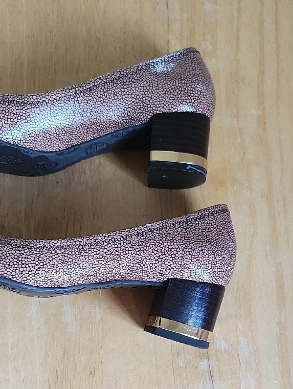 Tory Burch Beige Brown Block Heel Pumps